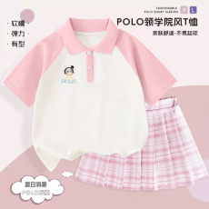 批发<b class='q'>女童</b>插色<b class='q'>Polo</b>领T恤+裤子（洗水布100%棉 ）裙子（有安全裤）+牛仔裤