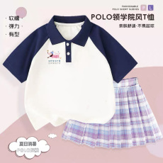 批发<b class='q'>女童</b>插色<b class='q'>Polo</b>领T恤+裤子（洗水布100%棉 ）裙子（有安全裤）+牛仔裤