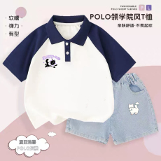 批发<b class='q'>女童</b>插色<b class='q'>Polo</b>领T恤+裤子（洗水布100%棉 ）裙子（有安全裤）+牛仔裤