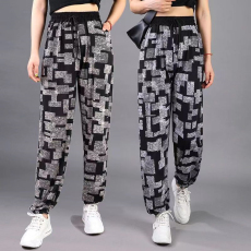 批发冰丝休闲裤女薄款2025夏季新款<b class='q'>雪纺</b>束脚九分<b class='q'>哈伦裤</b>速干宽松阔腿裤