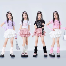 批发<b class='q'>女童</b>表演服<b class='q'>爵士</b>服上衣 【40支1*1精棉（92棉8氨纶)】 裙子【有安全裤】