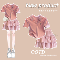 批发<b class='q'>女童</b>裙<b class='q'>子</b>套装2025夏季新款儿童装修身Polo衫小个子蛋糕<b class='q'>裙裤</b>两件套