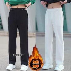 批发垂感显瘦加绒裤男士2025秋冬纯色直筒情侣款百搭休闲长裤