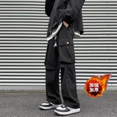 批发美式高街工装裤男款2025秋冬加绒户外登山冲锋裤直筒大码休闲裤子