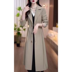 批发秋冬新款高级感休闲风衣外套女加绒加厚气质宽松显瘦通勤中长上衣