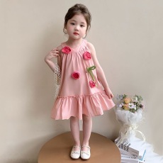 批发女宝宝甜美时尚公主<b class='q'>裙</b>夏季新款无袖挂脖连衣<b class='q'>裙</b><b class='q'>女童</b>花朵<b class='q'>公主</b><b class='q'>裙</b><b class='q'>礼服</b>