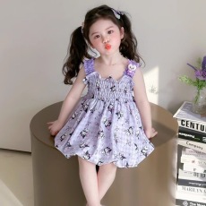 批发可爱<b class='q'>女童</b>洋气卡通<b class='q'>公</b>仔连衣<b class='q'>裙</b>夏季新款时髦洋气女孩花苞公主短<b class='q'>裙</b>子