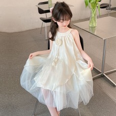 批发超仙漂亮女孩时尚公主<b class='q'>裙</b>法式小众<b class='q'>女童</b>背心<b class='q'>连衣裙</b>花朵甜美<b class='q'>礼服</b><b class='q'>裙</b>子