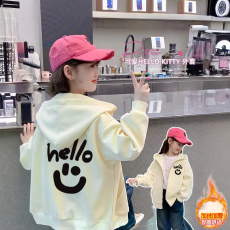 批发女童开衫拉链连帽外套加绒秋冬款2025新款中大儿童棒球服秋季上衣