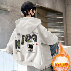 批发<b class='q'>男童</b>开衫<b class='q'>拉链</b>连帽外套加绒秋冬款2025新款中大儿童棒球服秋季上衣