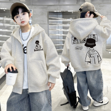 批发<b class='q'>男童</b>开衫<b class='q'>拉链</b>连帽外套加绒秋冬款2025新款中大儿童棒球服秋季上衣