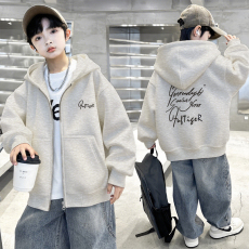 批发<b class='q'>男童</b>开衫<b class='q'>拉链</b>连帽外套加绒秋冬款2025新款中大儿童棒球服秋季上衣