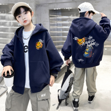 批发<b class='q'>男童</b>开衫<b class='q'>拉链</b>连帽外套加绒秋冬款2025新款中大儿童棒球服秋季上衣