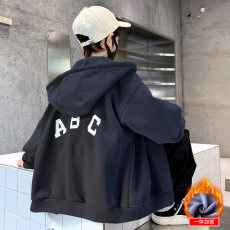 批发<b class='q'>男童</b>开衫<b class='q'>拉链</b>连帽外套加绒秋冬款2025新款中大儿童棒球服秋季上衣