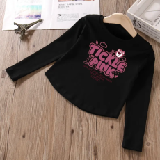 批发<b class='q'>女</b><b class='q'>童</b>春秋款爵士舞T恤儿童洋气长袖打底衫女大童秋装短款修身上衣