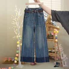 批发<b class='q'>女童</b><b class='q'>牛仔裤</b>春秋2025秋装新款儿童洋气直筒裤子中大童女孩阔腿裤潮