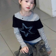 批发<b class='q'>韩国</b><b class='q'>女童</b>打底<b class='q'>衫</b>春秋款2025新款儿童装洋气秋装长袖t恤假两件上衣t