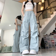 批发美式侧边绑带工<b class='q'>装</b>裤女夏季速干裤学生韩版直筒长裤