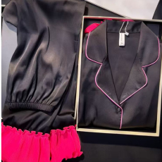 批发小宝轻奢现货水光绸甜美<b class='q'>睡衣</b>女套装冰雪丝长袖长裤木耳边家居服