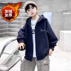 批发【华棉复合羊驼绒】男童外套秋冬款2025新款中大儿童春季连帽上衣男