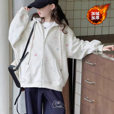 批发【复250克羊驼绒整件420克】女童加绒外套儿童开衫卫衣冬装加厚童装