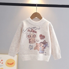 批发2025年春秋季新款卡通印花针织衫韩版慵懒风宽松休闲百搭长袖上衣