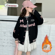 批发原版绣花女童韩版秋加绒加厚冬季棒球服2025儿童新款洋气韩版外套