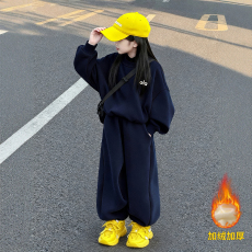 批发<b class='q'>女</b><b class='q'>童</b>秋冬2025新款洋气时髦套装加绒衣服大童女孩冬季运动卫衣冬装