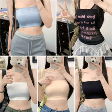 批发黑色抹胸背心女士夏季2025新款内搭美背吊带<b class='q'>文胸</b>一体冰丝短款上衣