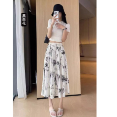 批发<b class='q'>雪纺</b>冰丝<b class='q'>裙裤</b>女夏季薄款水墨画国风印花扎染裤子小个子阔腿八分裤