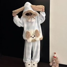 批发馨依 <b class='q'>睡衣</b>女款冬季<b class='q'>珊瑚</b><b class='q'>绒</b>长袖加<b class='q'>绒</b>加厚法兰<b class='q'>绒</b>可爱小狗睡袍家居服