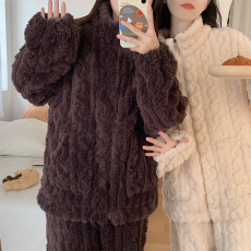 批发馨依 冬季新款提花<b class='q'>绒</b>300克拉链纯色<b class='q'>睡衣</b>女麻花<b class='q'>珊瑚</b><b class='q'>绒</b>加<b class='q'>绒</b>加厚