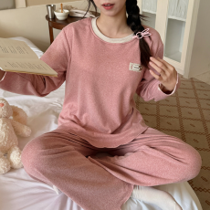批发馨依 秋冬季糯米绒睡衣<b class='q'>女长袖</b>简约套装软糯舒适家居服可外穿