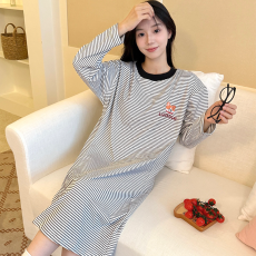 馨依 秋冬季糯米绒睡裙女长袖简约套装软糯舒适家居服可外穿