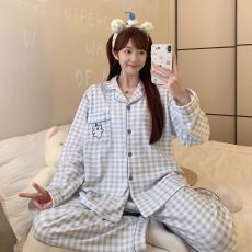 批发馨依 冬季睡衣女新款德绒长袖小翻领长袖长裤休闲家居服套装