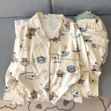 批发馨依 冬季睡衣女新款德绒长袖小翻领长袖长裤休闲家居服套装