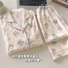 批发馨依 冬季睡衣女新款德绒长袖小翻领长袖长裤休闲家居服套装