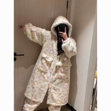 批发馨依 冬季主播爆款网红款彩点冬款<b class='q'>卡通</b>睡袍保暖珊瑚绒加厚家居服