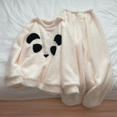 批发馨依 秋冬季睡衣女款半边绒加厚大码长袖长裤软绵绵家居服套装