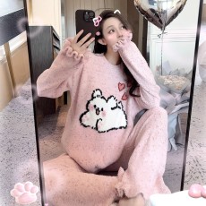 批发馨依 官图软绵绵可爱通睡衣女款秋冬季半边绒加绒甜美家居服套装