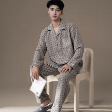 批发馨依 春秋睡衣男士云朵棉绣花时尚天丝爽棉长袖长<b class='q'>裤</b>开衫家居服