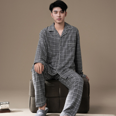 批发馨依 春秋睡衣男士云朵棉绣花时尚天丝爽棉长袖长<b class='q'>裤</b>开衫家居服