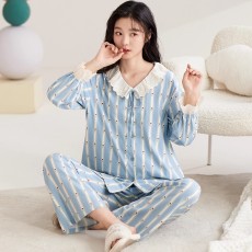 批发馨依 秋季新款睡衣女士云朵棉娃娃领可爱套装长袖开衫花边家居服