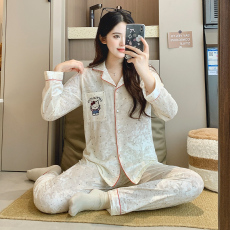 批发馨依 秋冬季新款睡衣女士<b class='q'>金丝</b>绒开衫保暖套装翻领长袖休闲家居服