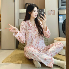 批发馨依 秋冬季新款睡衣女士<b class='q'>金丝</b>绒开衫保暖套装翻领长袖休闲家居服