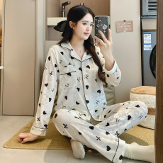 批发馨依 秋冬季新款睡衣女士<b class='q'>金丝</b>绒开衫保暖套装翻领长袖休闲家居服