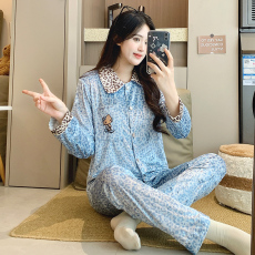 批发馨依 秋冬季新款睡衣女士<b class='q'>金丝</b>绒开衫保暖套装翻领长袖休闲家居服