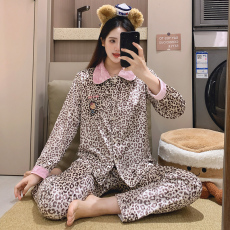 批发馨依 秋冬季新款睡衣女士<b class='q'>金丝</b>绒开衫保暖套装翻领长袖休闲家居服