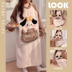 批发馨依 冬季<b class='q'>睡衣</b>女款睡裙提花<b class='q'>绒</b>加肥加大裙子保暖加厚<b class='q'>珊瑚</b><b class='q'>绒</b>家居服