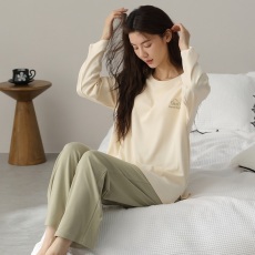 馨依 秋季6040长袖睡衣女款带胸垫套装直播春秋新款休闲家居服